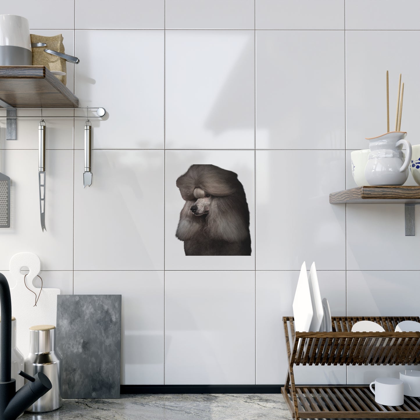 Poodle Head Ceramic Photo Tile