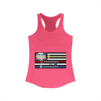 Slow Down Move Over Flag Women's Racerback Tank