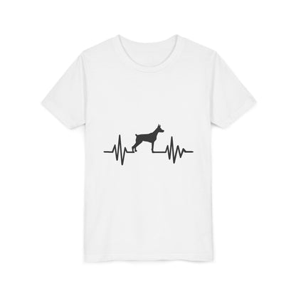 My Heart Beats For Dobermans Youth Unisex Short Sleeve Crewneck Tee
