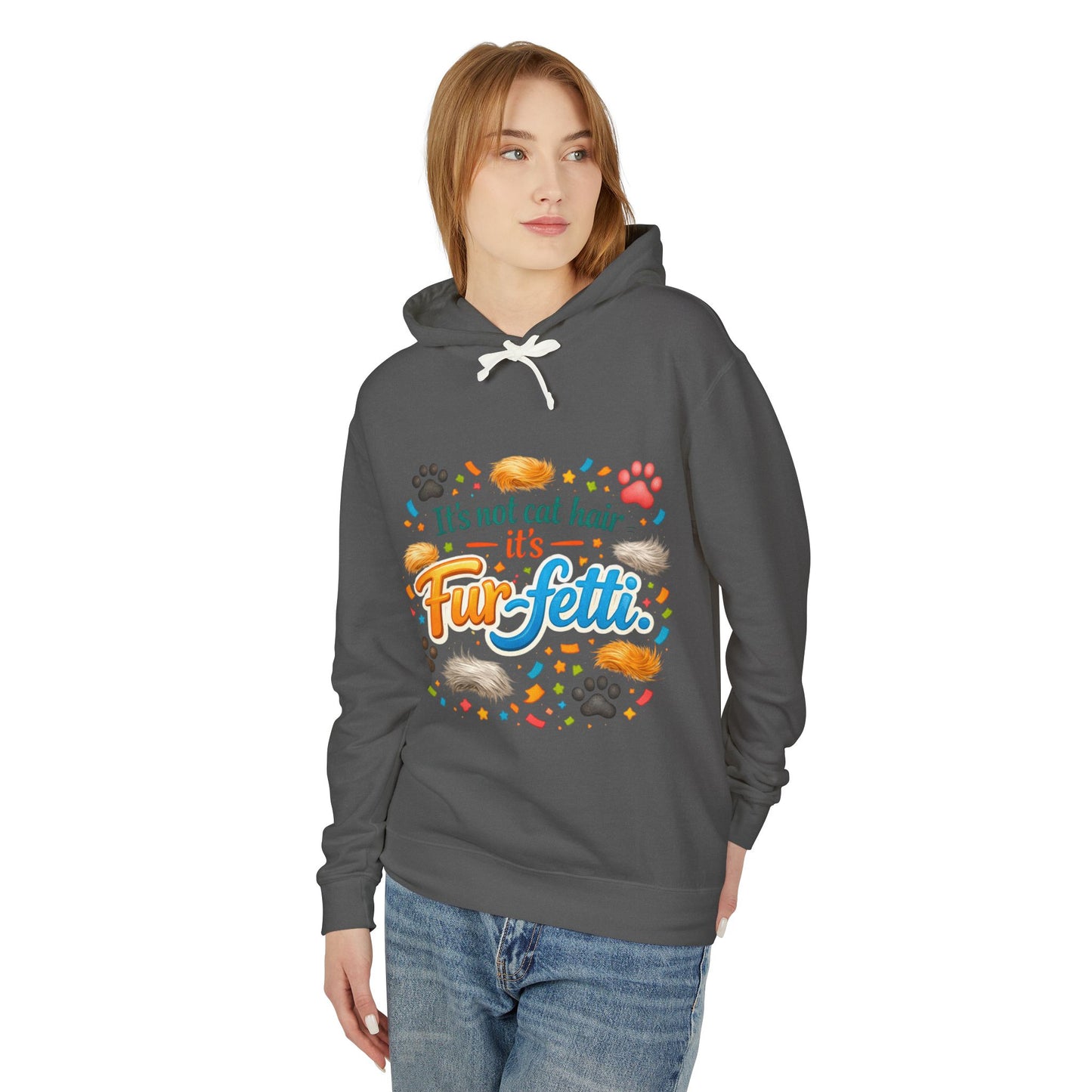 Fur-Fetti Cat Unisex Lightweight Hoodie