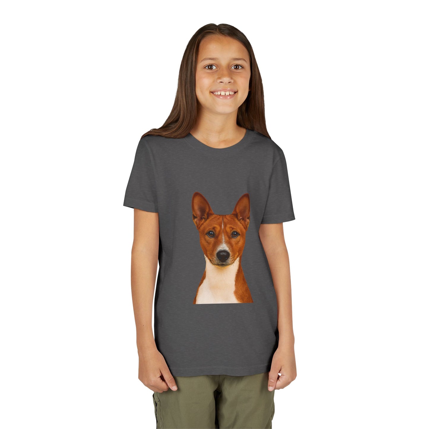 Basenji Head Youth Unisex Short Sleeve Crewneck Tee