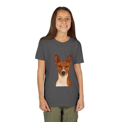 Basenji Head Youth Unisex Short Sleeve Crewneck Tee