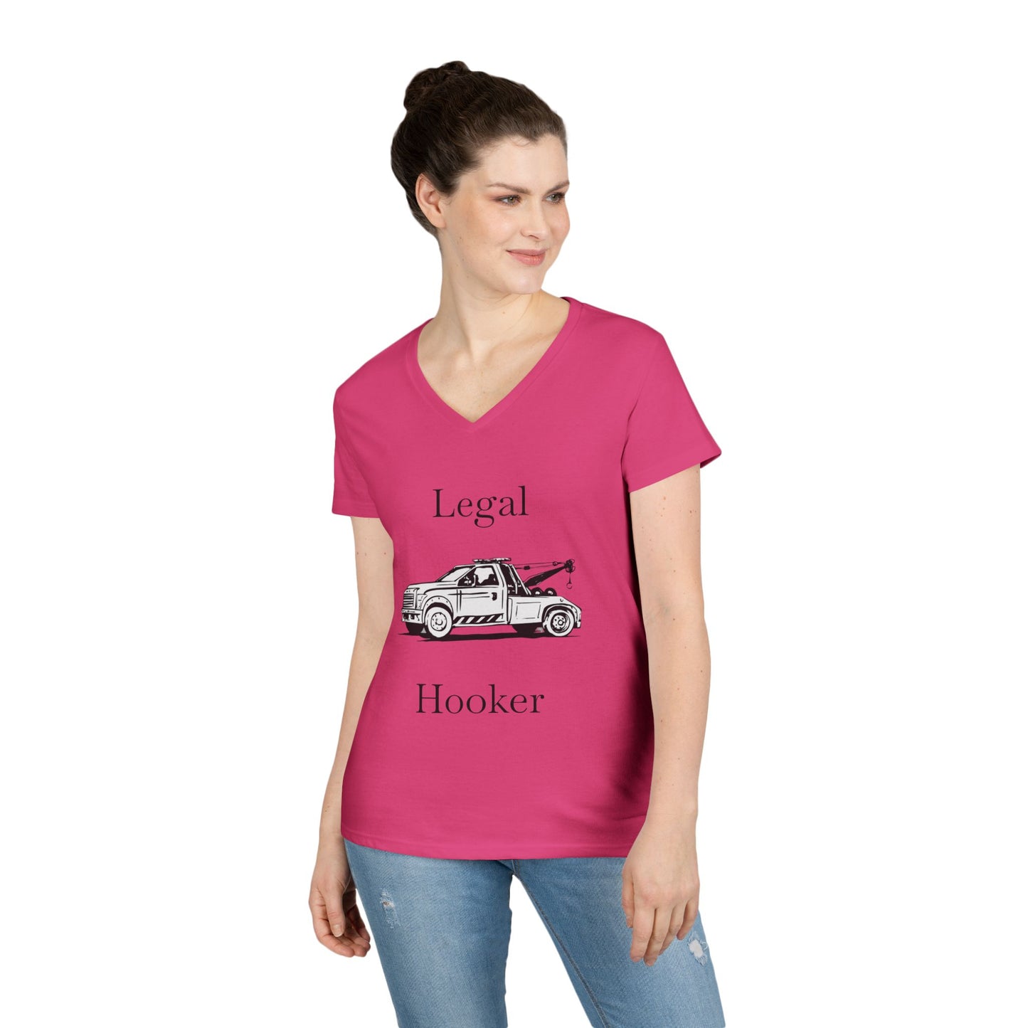 Legal H**ker Wheel Lift Tow Truck Women's V-Neck T-Shirt