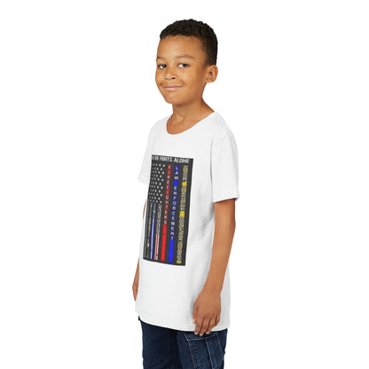 No One Fights Alone Youth Unisex Short Sleeve Crewneck Tee