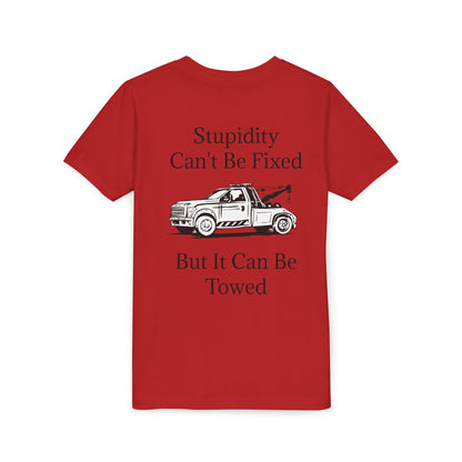 Stupidity Wheel Lift Tow Truck Youth Unisex Short Sleeve Crewneck Tee