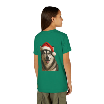 Santa Paws Malamute Youth Unisex Short Sleeve Crewneck Tee