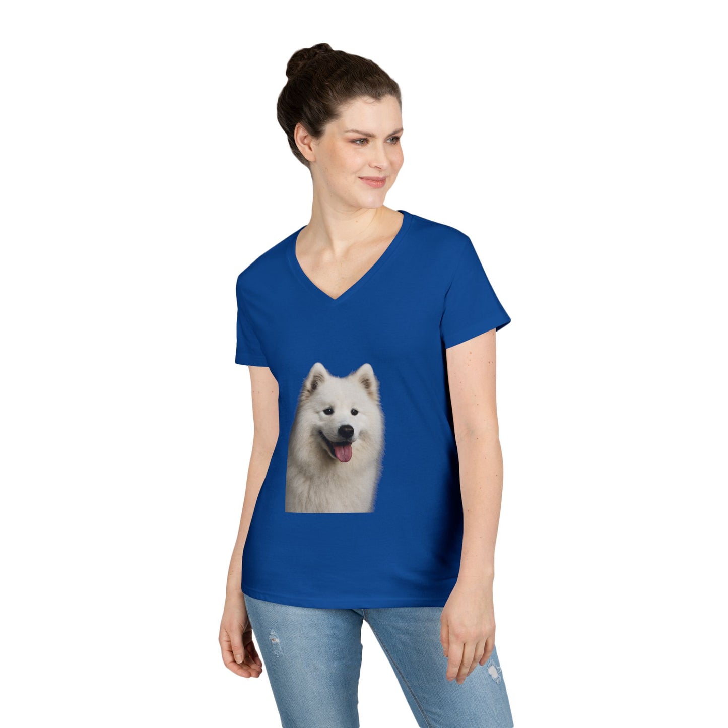 Samoyed Head Women's V-Neck T-Shirt