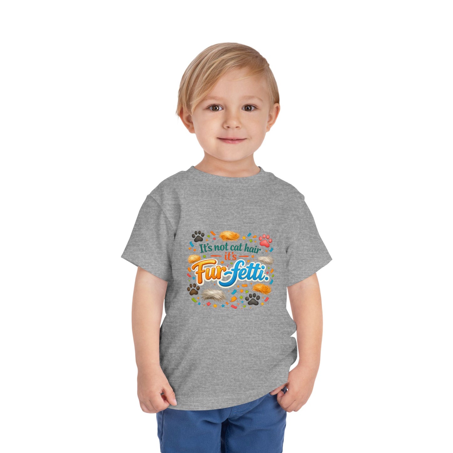 Fur-Fetti Cat Toddler Unisex Short Sleeve Crewneck Tee