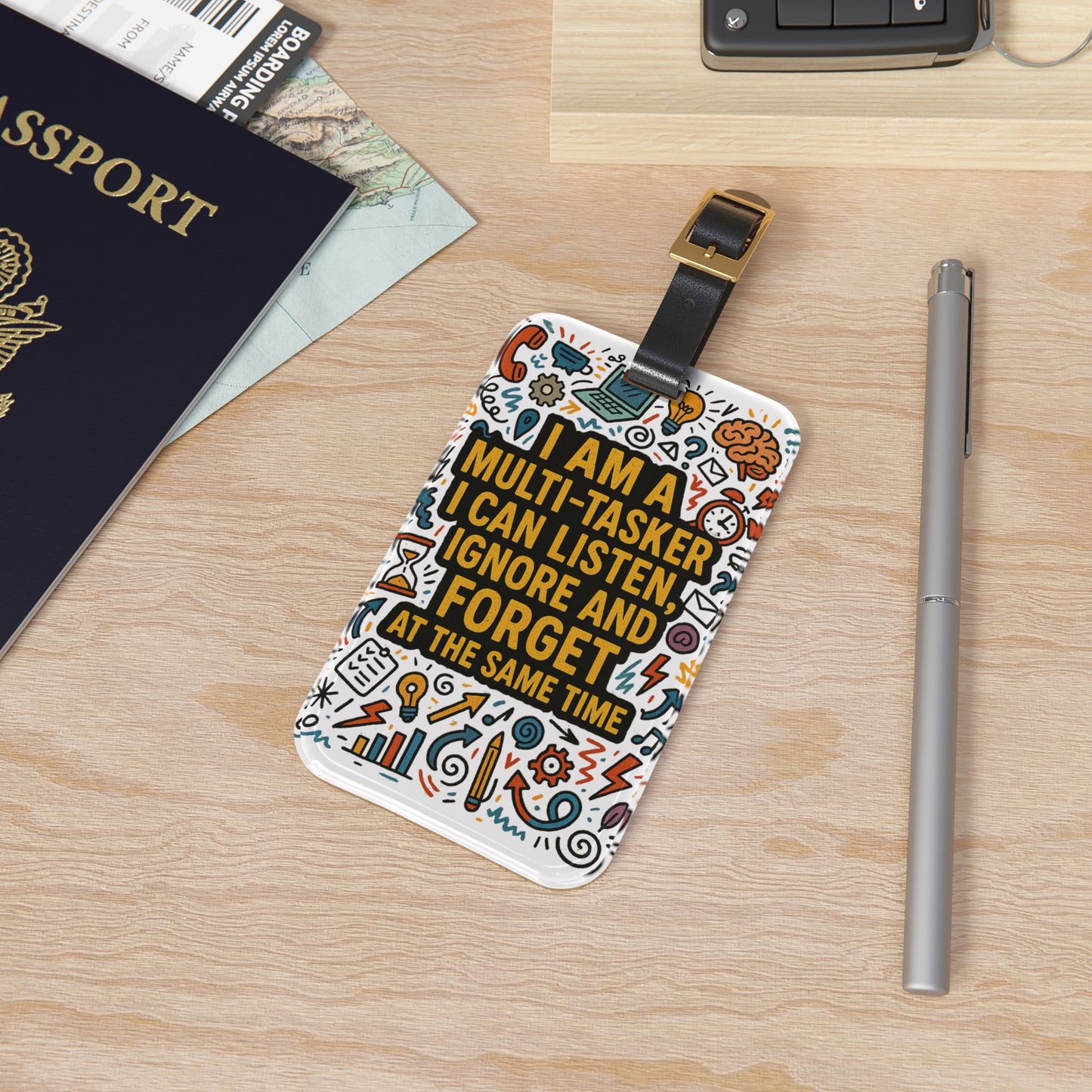 Multi-Tasker Leather Strap Luggage Tag