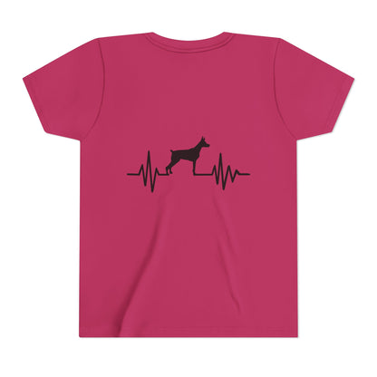 My Heart Beats For Dobermans Youth Unisex Short Sleeve Crewneck Tee