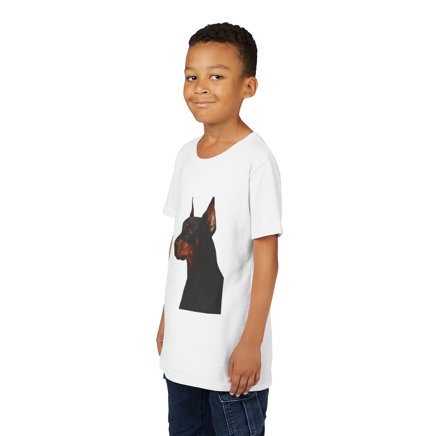 Doberman Head Youth Unisex Short Sleeve Crewneck Tee