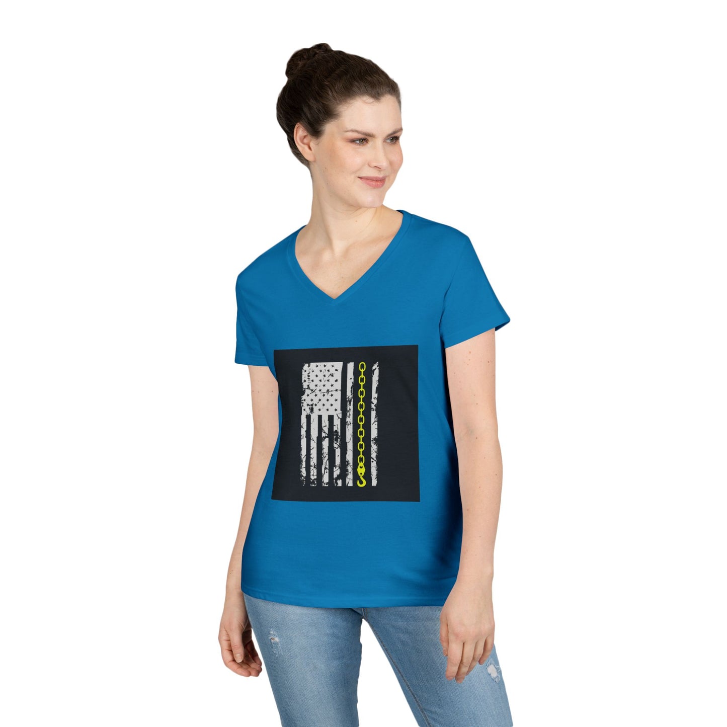 Thin Yellow Line Women's V-Neck T-Shirt