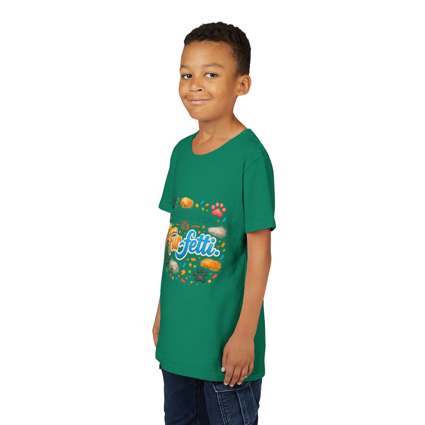 Fur-Fetti Cat Youth Unisex Short Sleeve Crewneck Tee