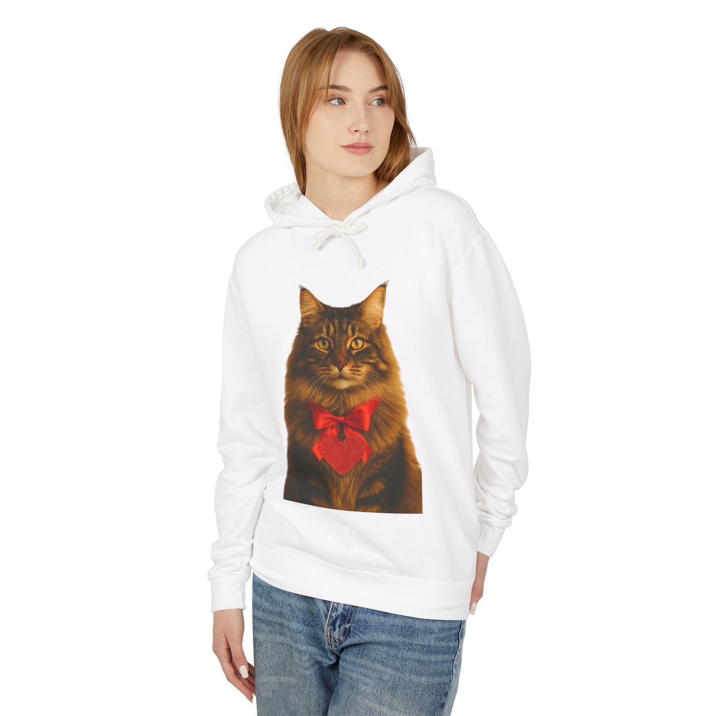 Cupid's Companion Cat Unisex Lightweight Hoodie