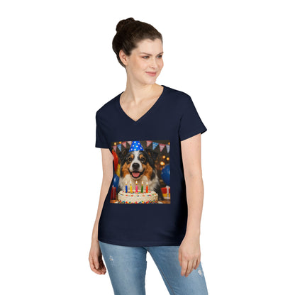 Birthday Buddy Aussie Women's V-Neck T-Shirt