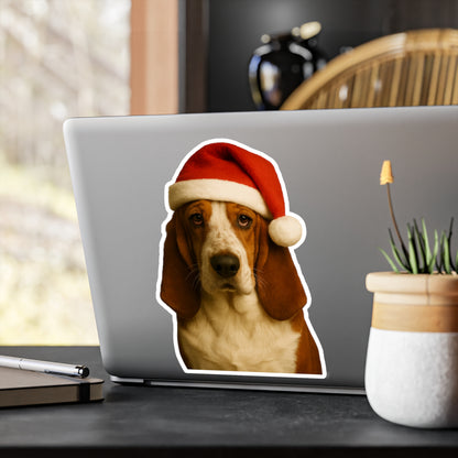 Santa Paws Basset Vinyl Decal