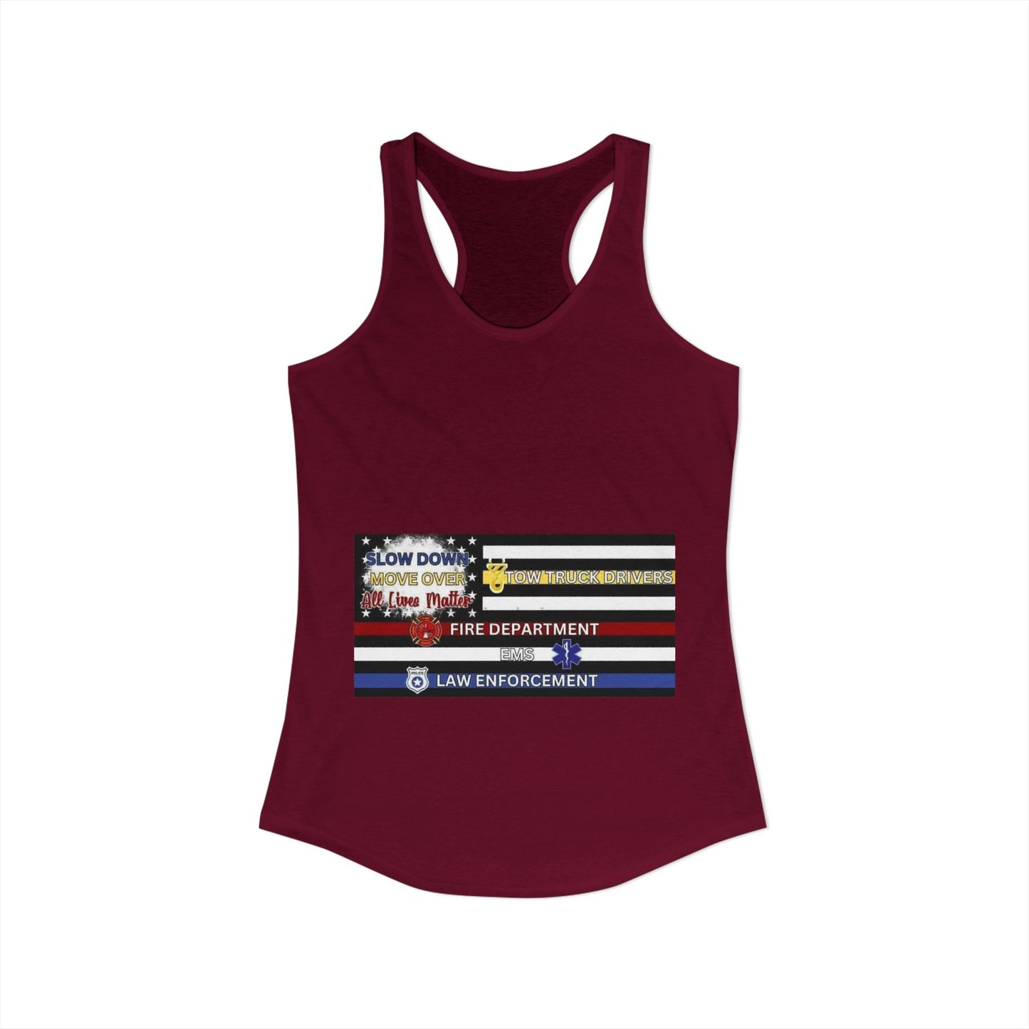 Slow Down Move Over Flag Women's Racerback Tank