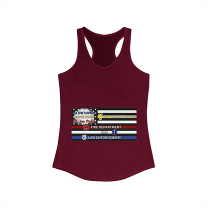 Slow Down Move Over Flag Women's Racerback Tank