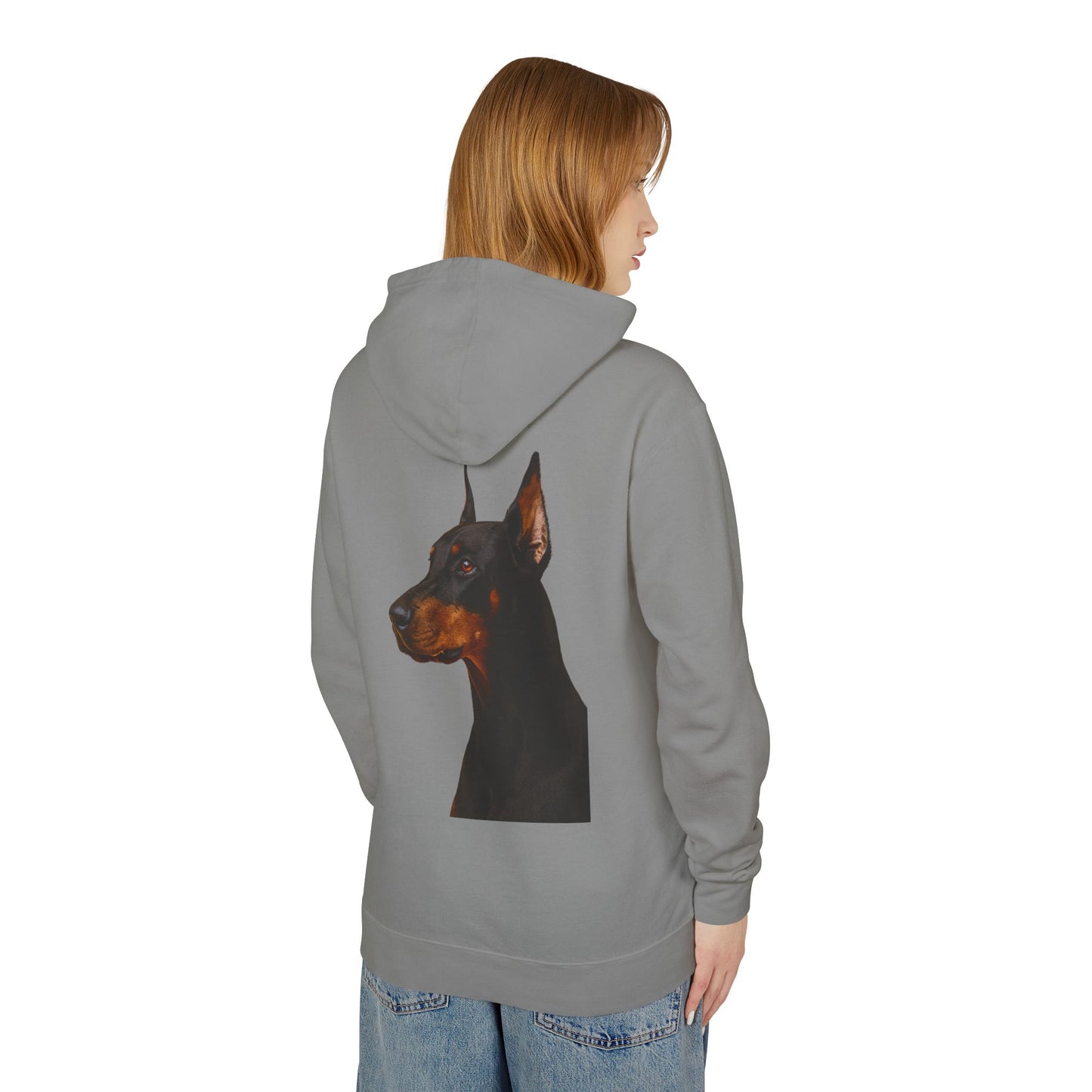 Doberman Head Unisex Lightweight Hoodie