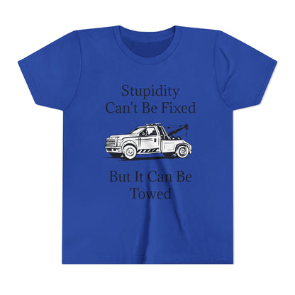 Stupidity Wheel Lift Tow Truck Youth Unisex Short Sleeve Crewneck Tee