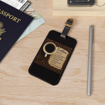 Coffee Definition Leather Strap Luggage Tag