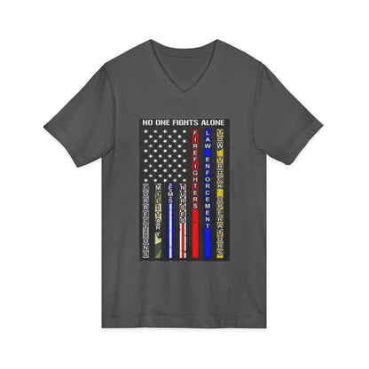 No One Fights Alone Unisex Short Sleeve V-Neck Tee