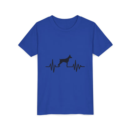 My Heart Beats For Dobermans Youth Unisex Short Sleeve Crewneck Tee