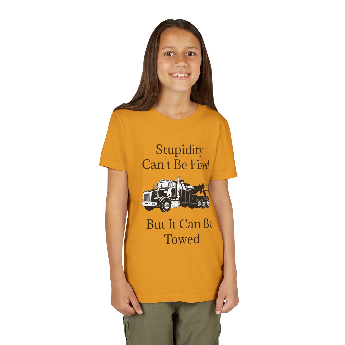 Stupidity Heavy Tow Truck Youth Unisex Short Sleeve Crewneck Tee