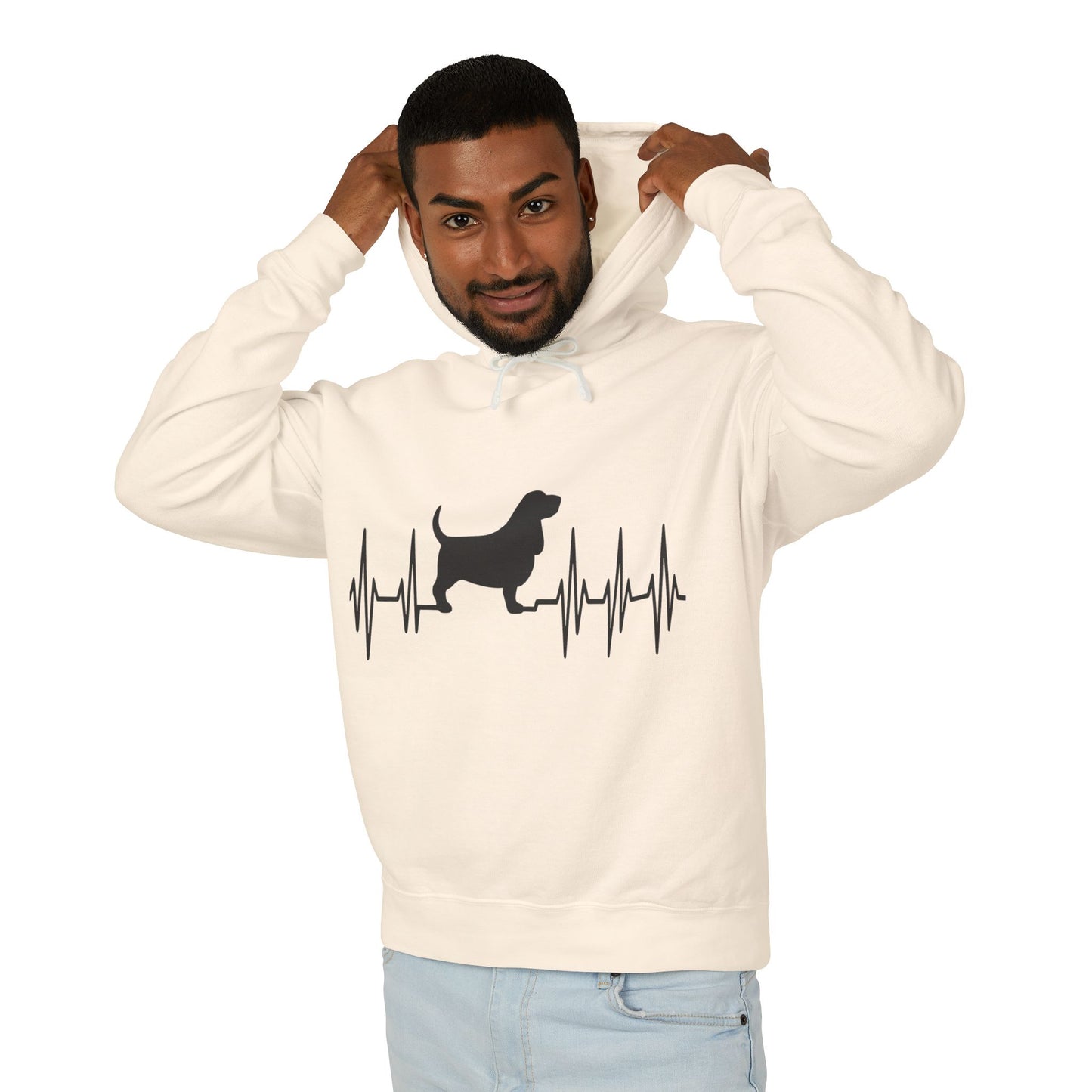 My Heart Beats For Bassets Unisex Lightweight Hoodie