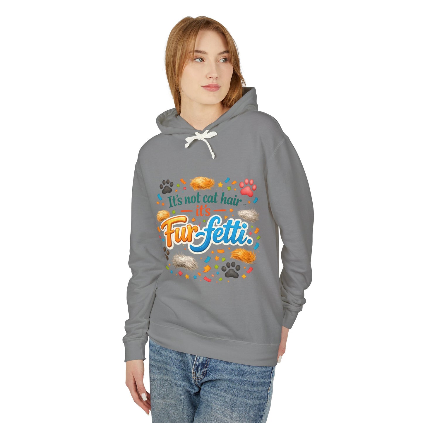 Fur-Fetti Cat Unisex Lightweight Hoodie