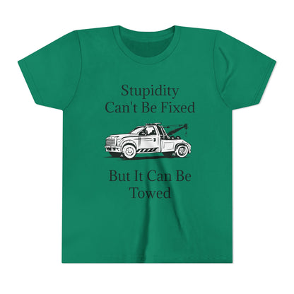 Stupidity Wheel Lift Tow Truck Youth Unisex Short Sleeve Crewneck Tee