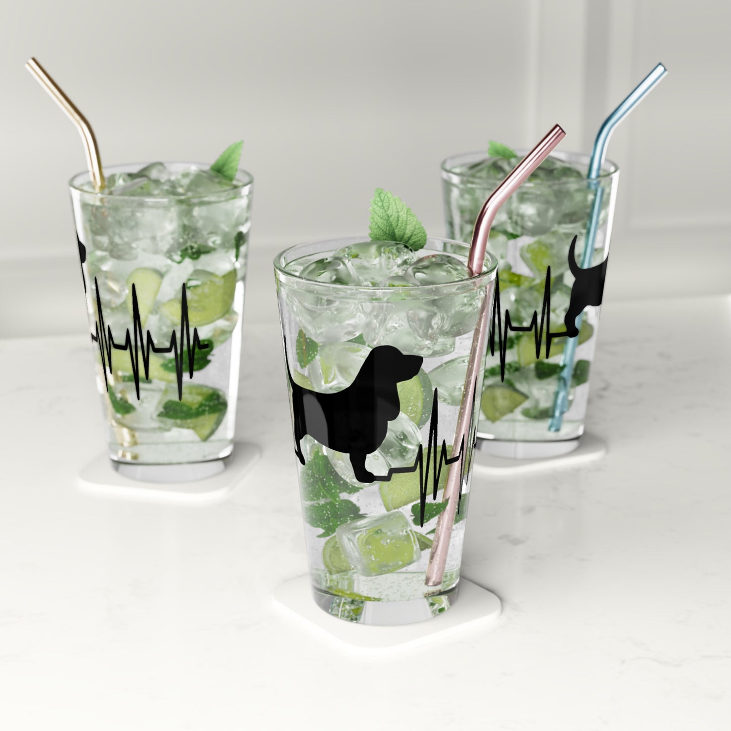 My Heart Beats For Bassets Drinking Glass