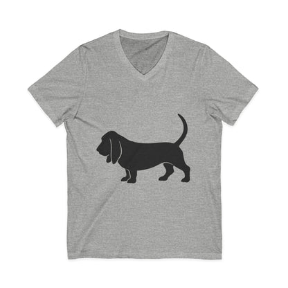 Basset Silhouette Unisex Short Sleeve V-Neck Tee