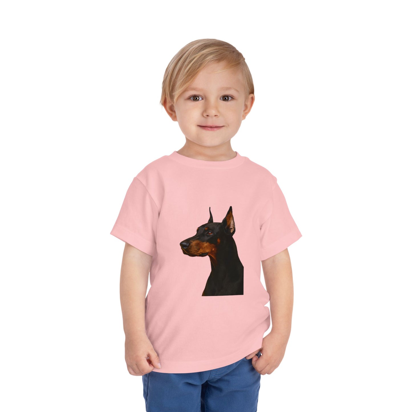 Doberman Head Toddler Unisex Short Sleeve Crewneck Tee