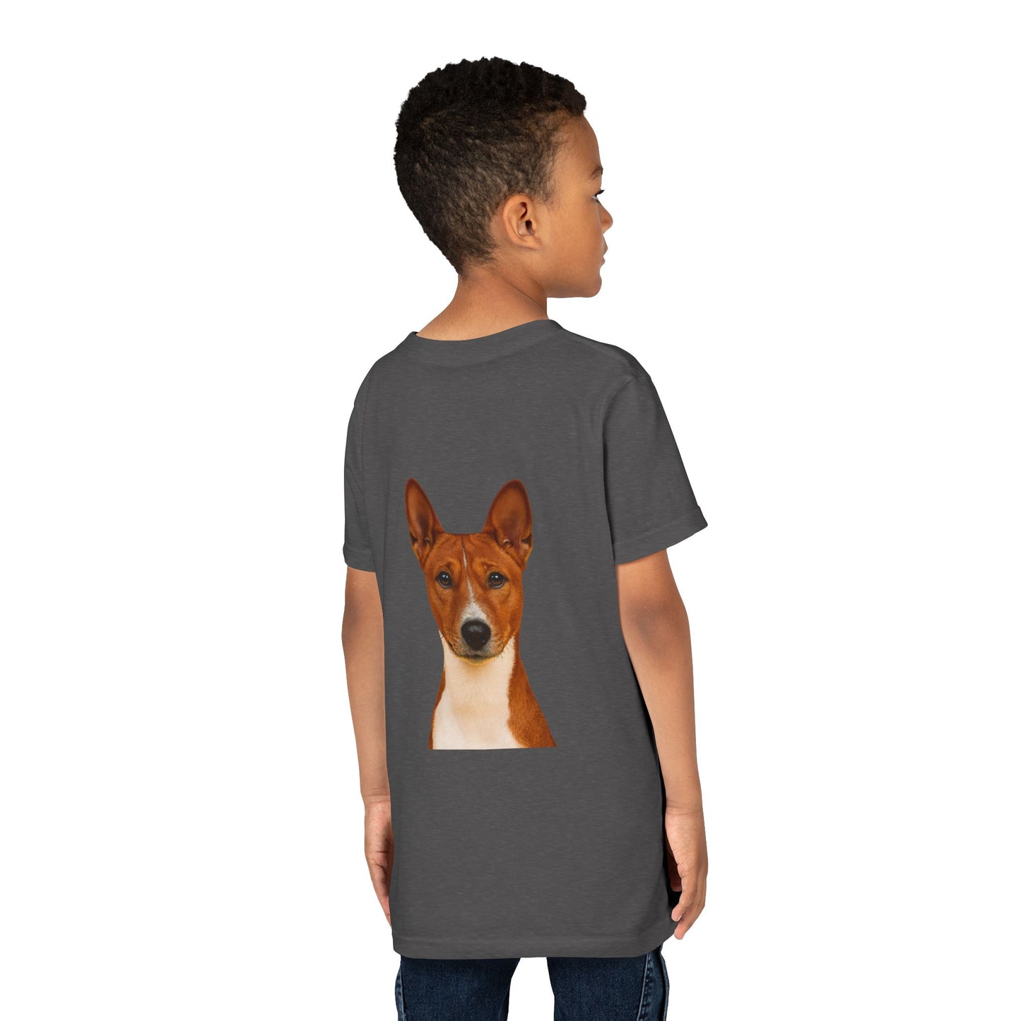 Basenji Head Youth Unisex Short Sleeve Crewneck Tee