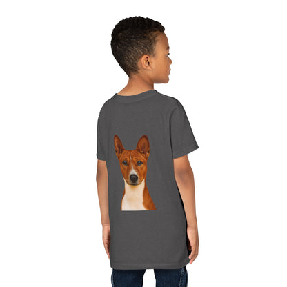 Basenji Head Youth Unisex Short Sleeve Crewneck Tee