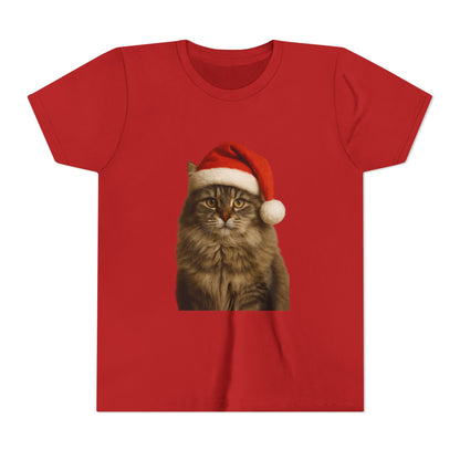 Santa Paws Cat Youth Unisex Short Sleeve Crewneck Tee