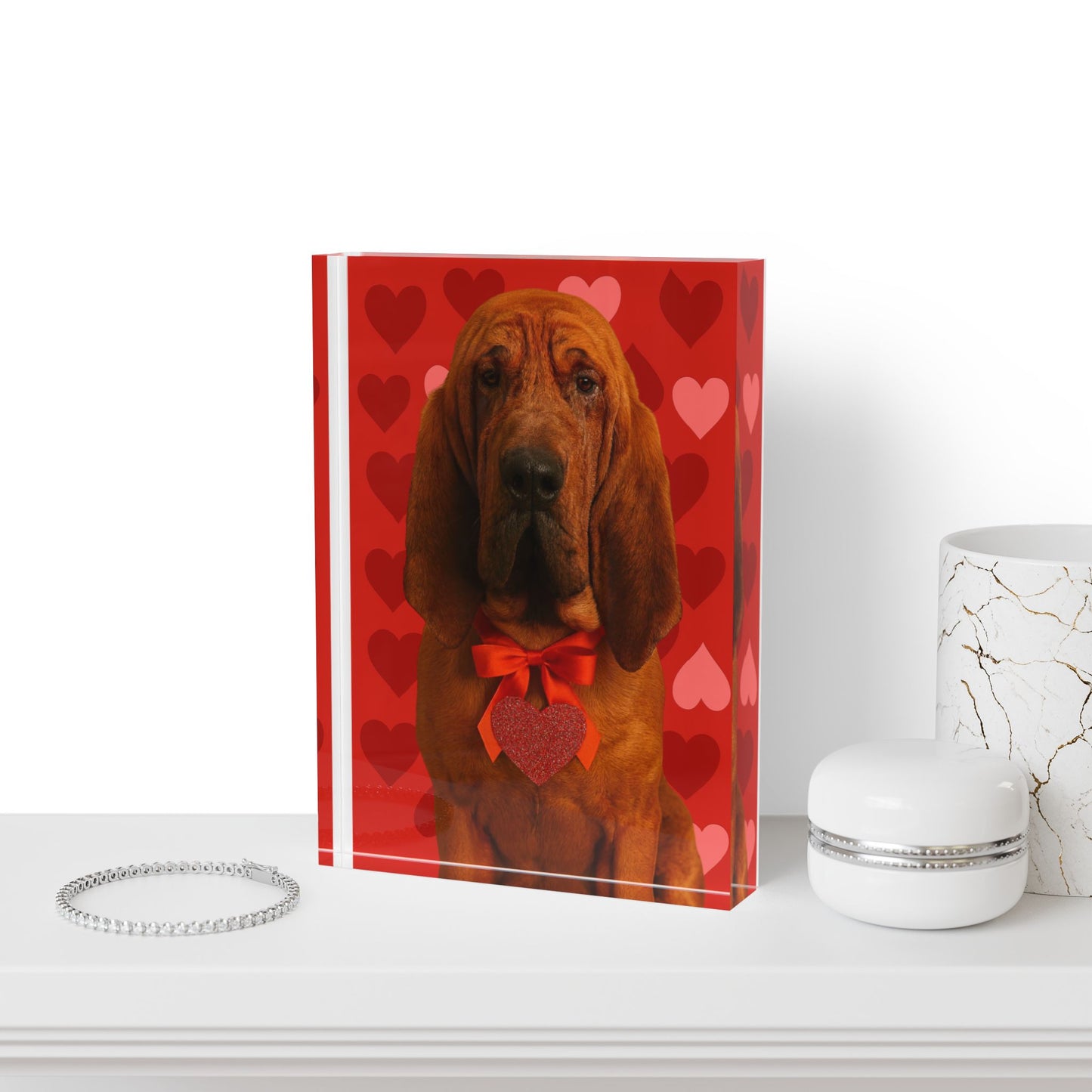 Cupid's Companion Bloodhound Acrylic Photo Block
