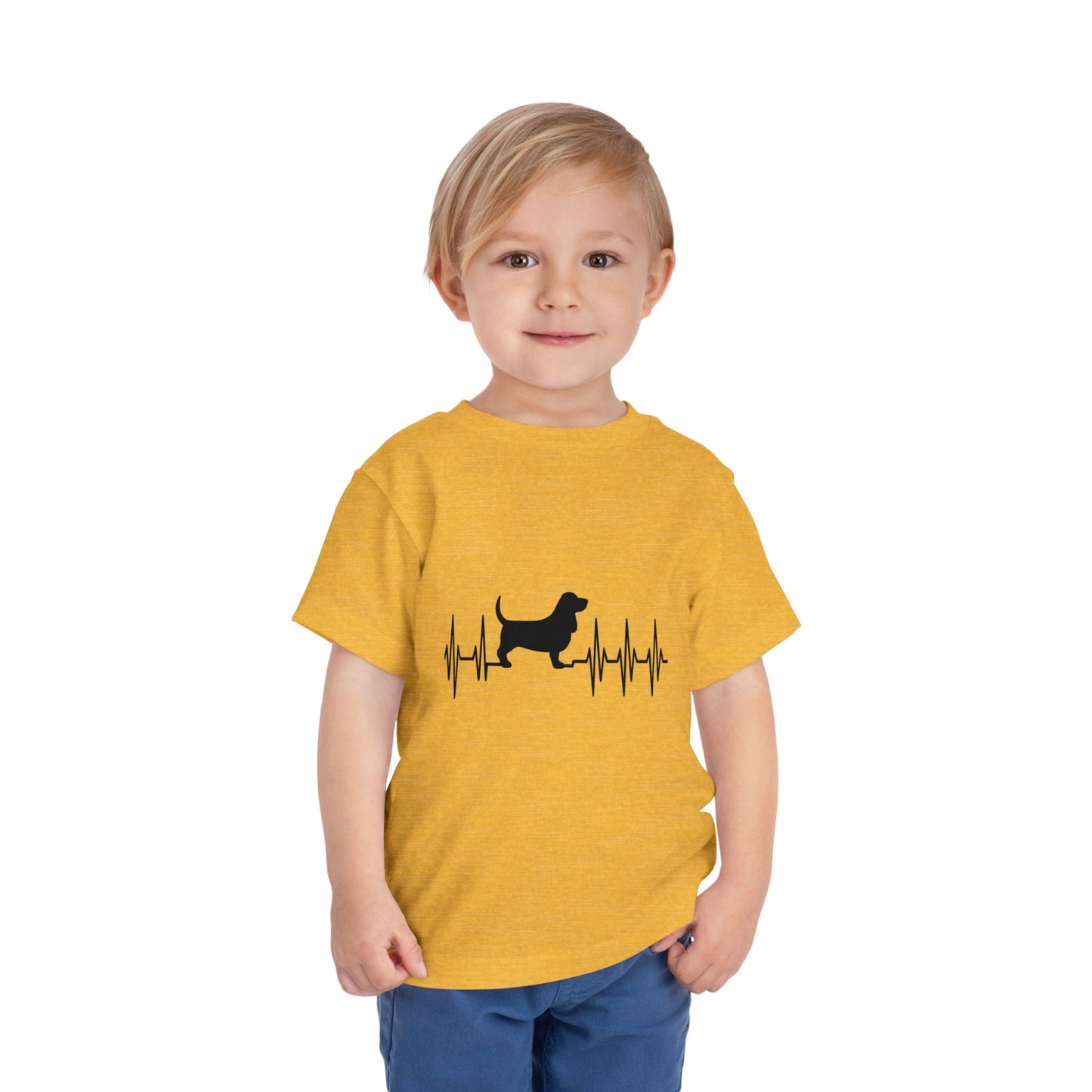 My Heart Beats For Bassets Toddler Unisex Short Sleeve Crewneck Tee