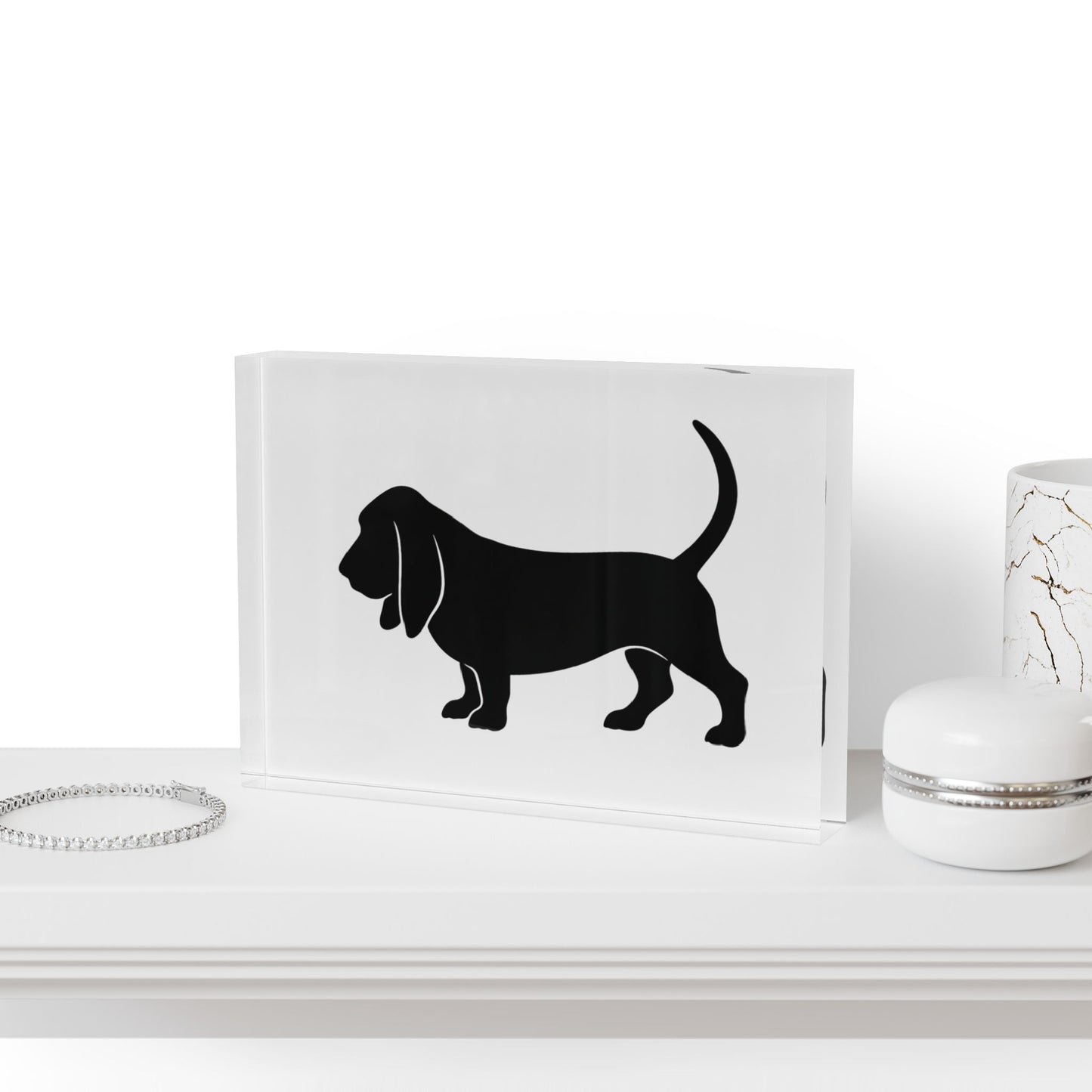 Basset Silhouette Acrylic Photo Block