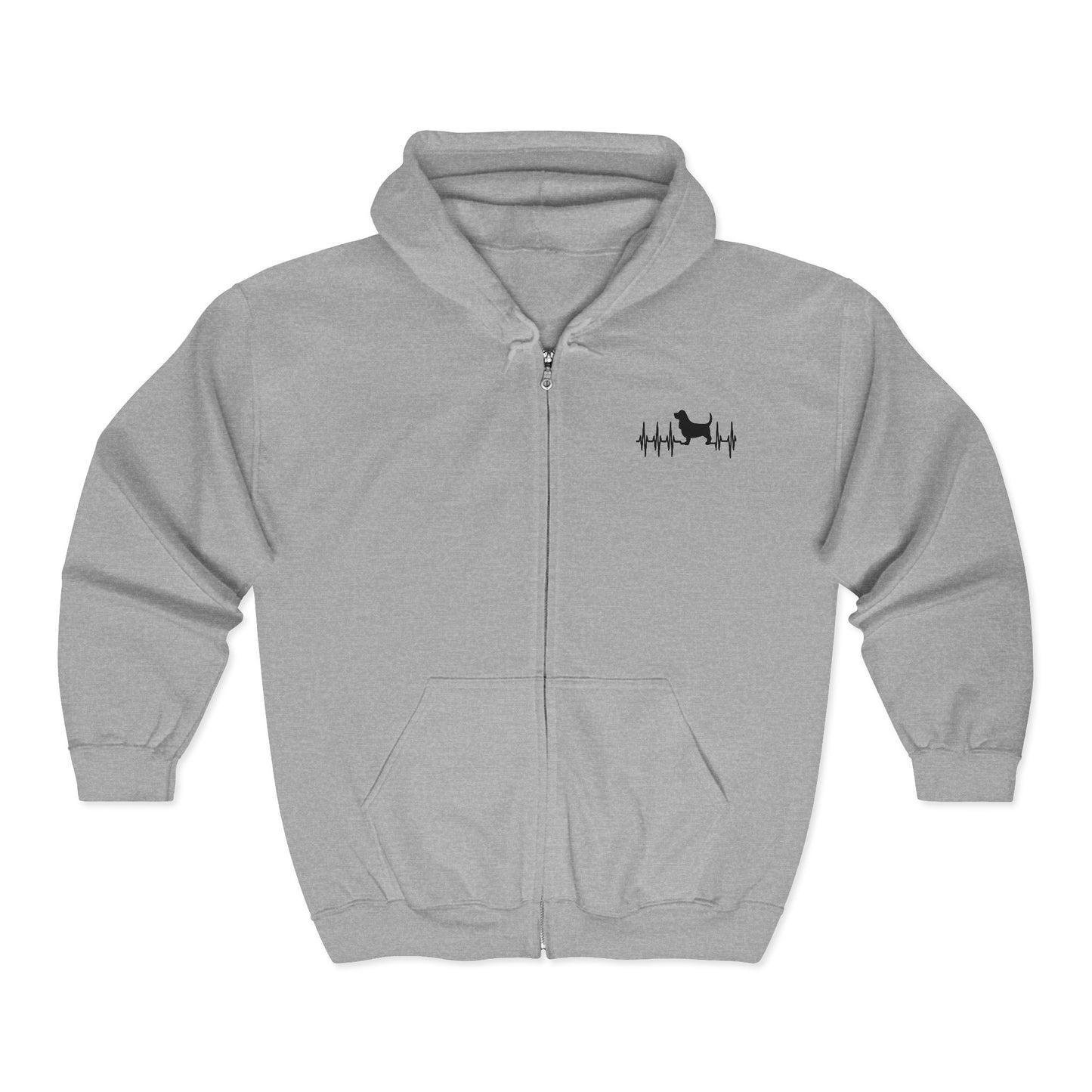 My Heart Beats For Bassets Unisex Full Zip Hoodie