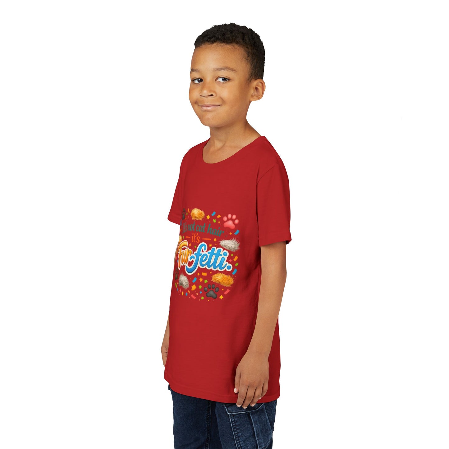 Fur-Fetti Cat Youth Unisex Short Sleeve Crewneck Tee