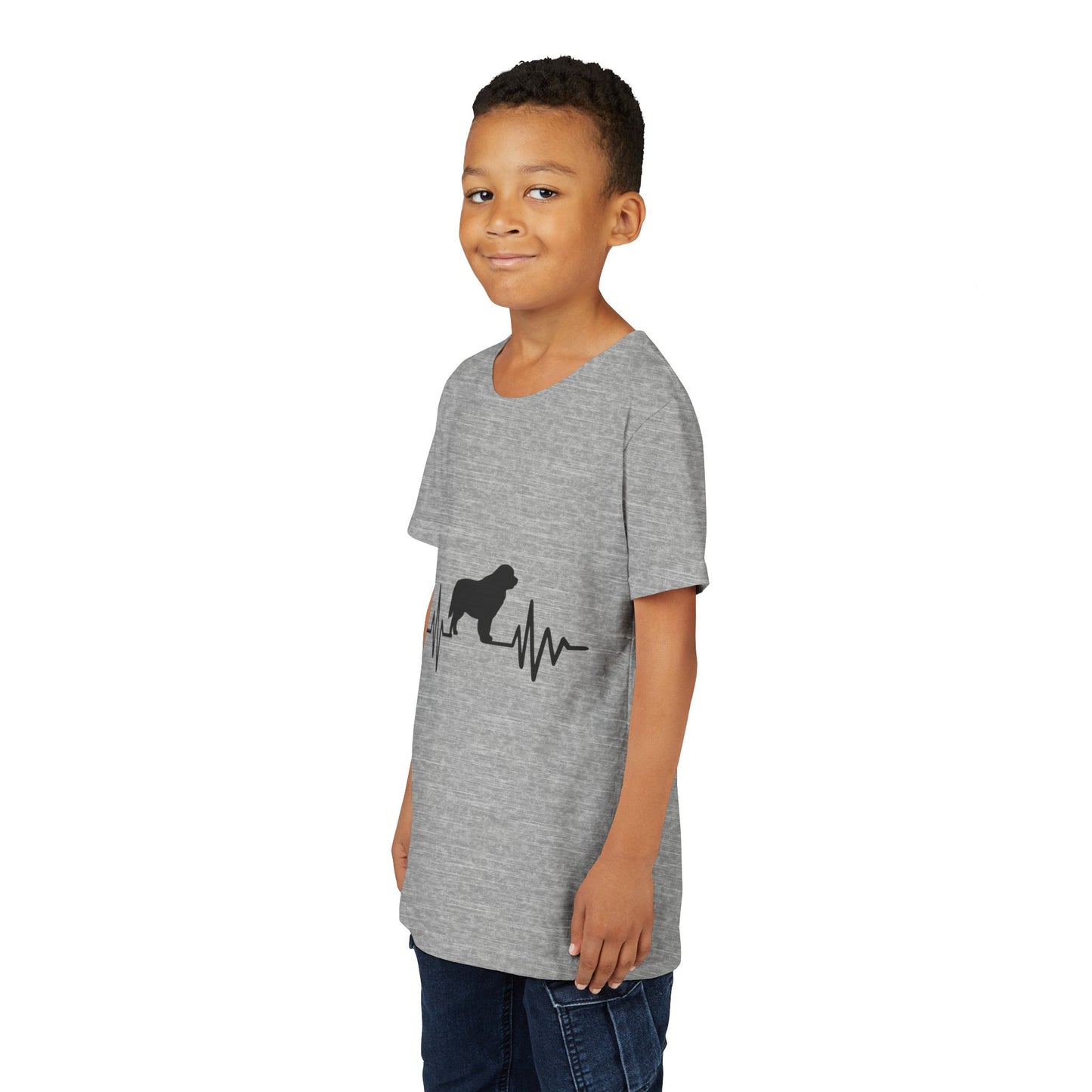 My Heart Beats For Newfies Youth Unisex Short Sleeve Crewneck Tee
