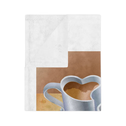 Coffee With Love Velveteen Microfiber Blanket