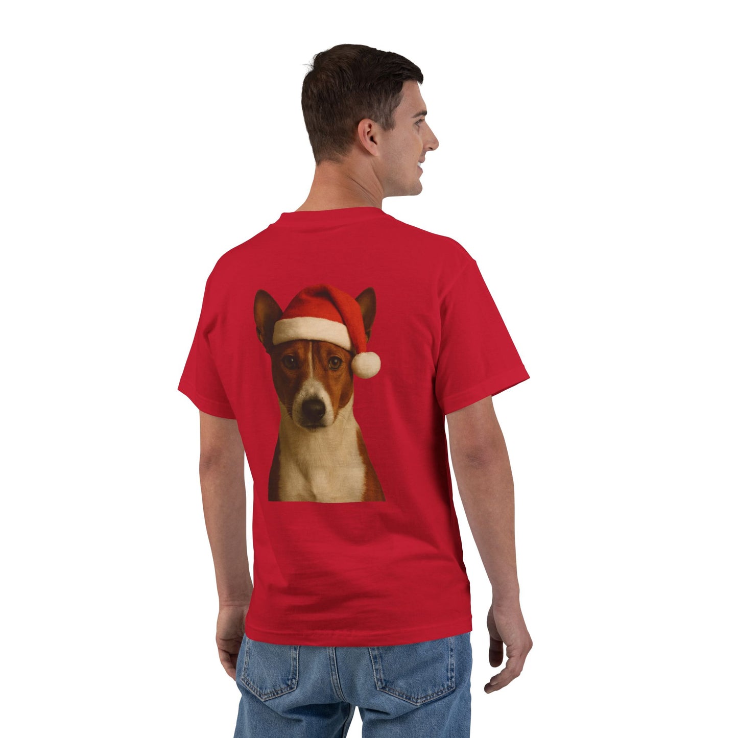 Santa Paws Basenji Men's Short-Sleeve Crewneck Tee