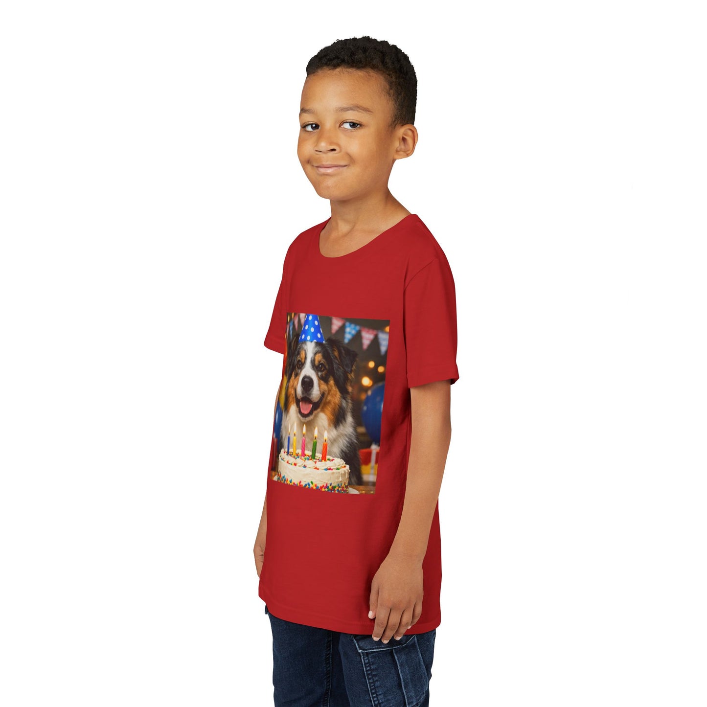 Birthday Buddy Aussie Youth Unisex Short Sleeve Crewneck Tee