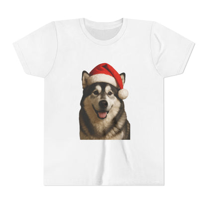 Santa Paws Malamute Youth Unisex Short Sleeve Crewneck Tee