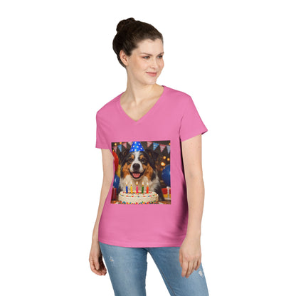 Birthday Buddy Aussie Women's V-Neck T-Shirt