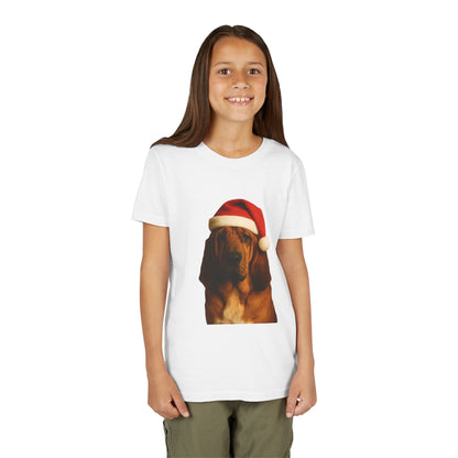 Santa Paws Bloodhound Youth Unisex Short Sleeve Crewneck Tee