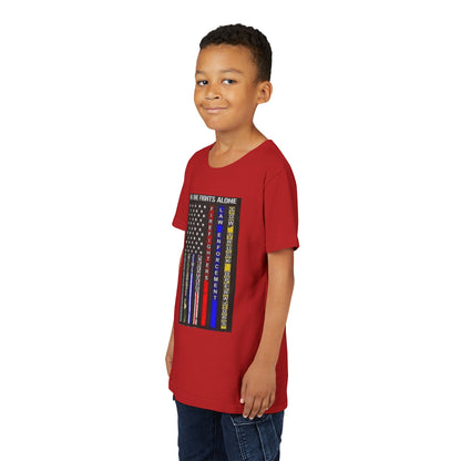 No One Fights Alone Youth Unisex Short Sleeve Crewneck Tee